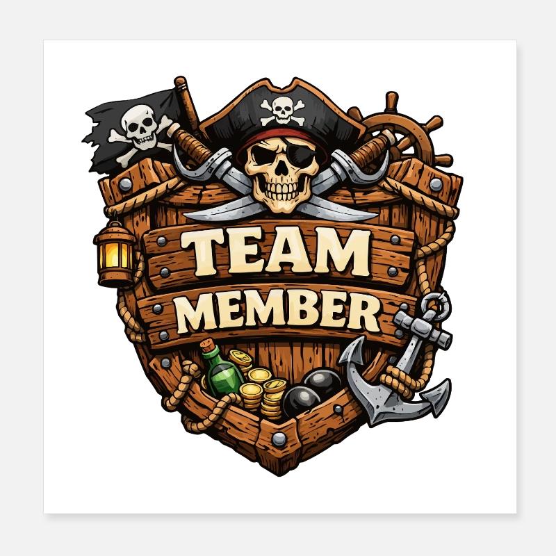 Blason des membres de l’équipe pirate Poster 20 x 20 cm