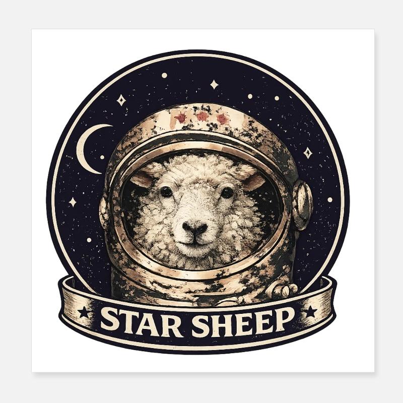 Casque d’astronaute Star Sheep Poster 20 x 20 cm