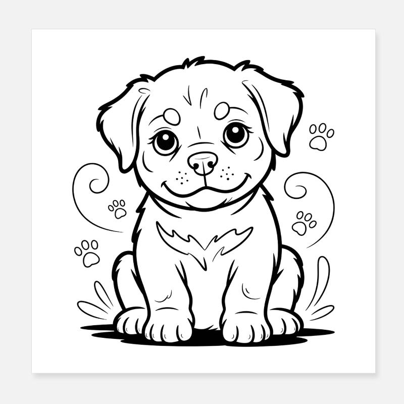 Petit chiot ami Poster 20 x 20 cm