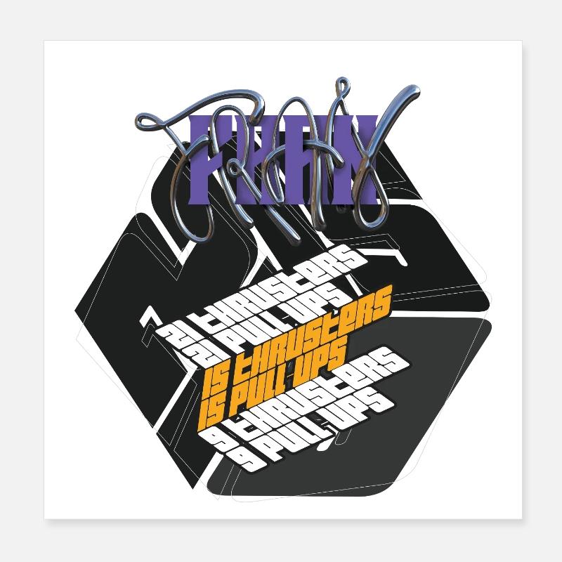 Fran Hero WOD Cross Training dark graphic version graphic Poster 8" x 8" (20x20 cm)