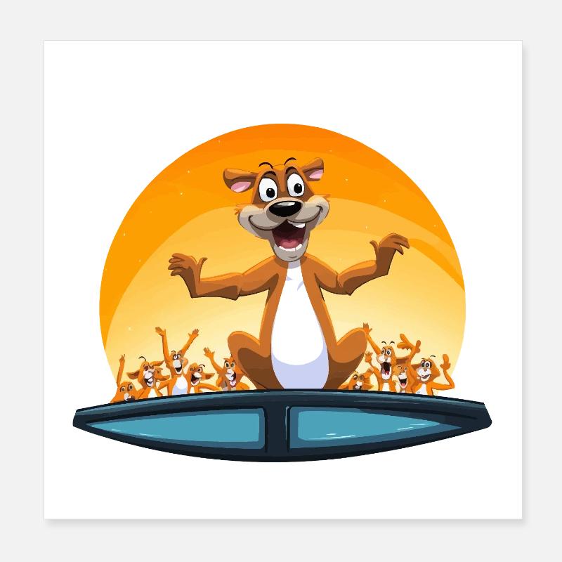 Kangaroo party at sunset Poster 8" x 8" (20x20 cm)