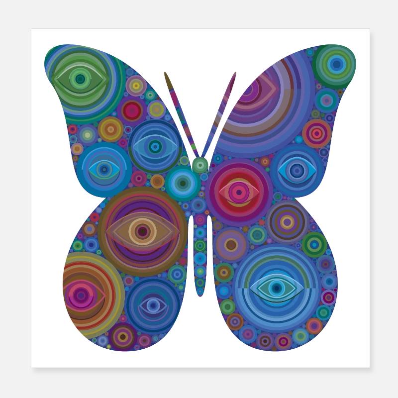 Papillon Œil Abstrait Poster 20 x 20 cm