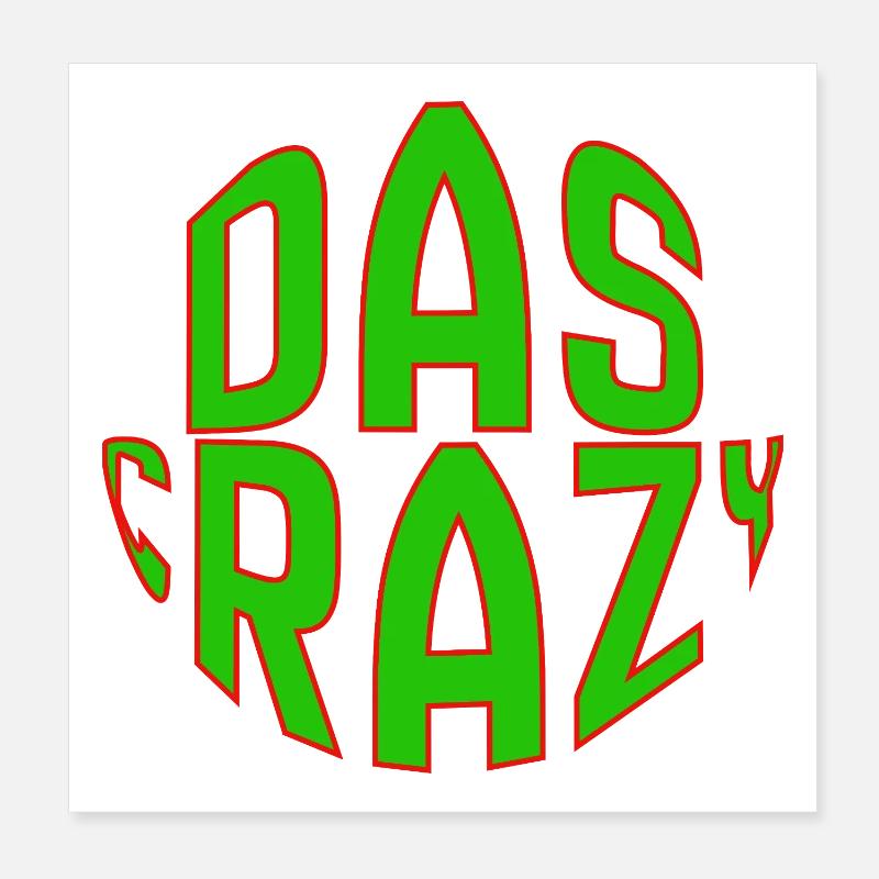 Le design de police de comics Crazy Green Poster 20 x 20 cm