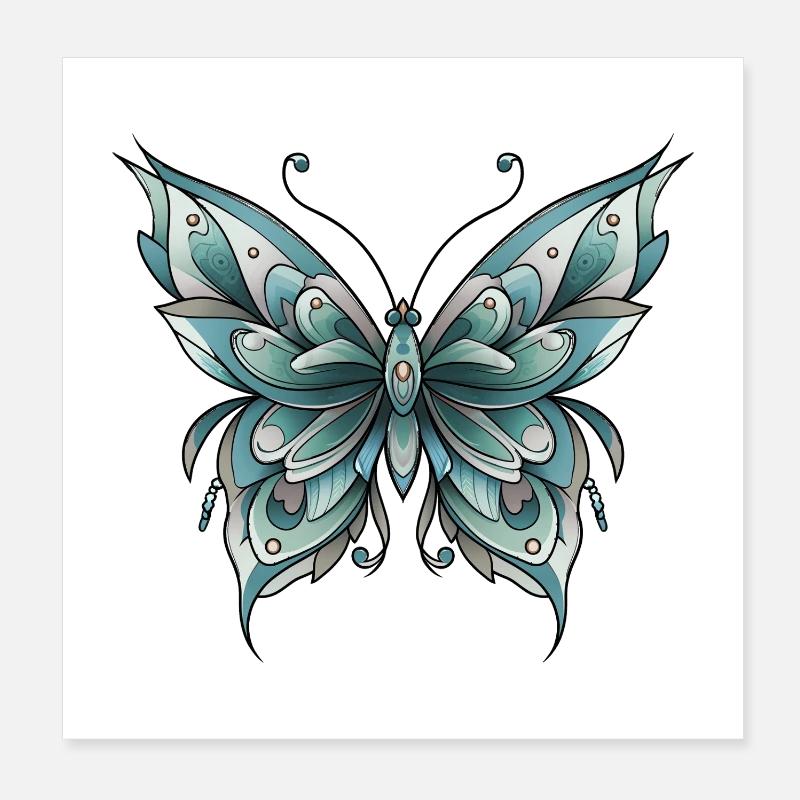 Papillon néo traditionnel Poster 20 x 20 cm