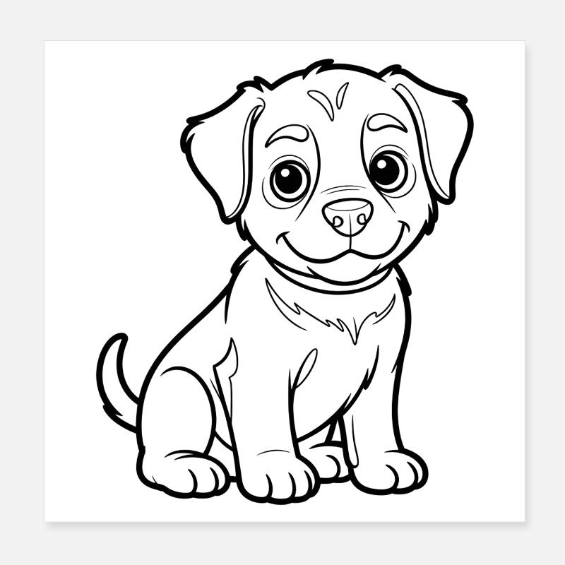 Illustration de plan de petit chiot Poster 20 x 20 cm