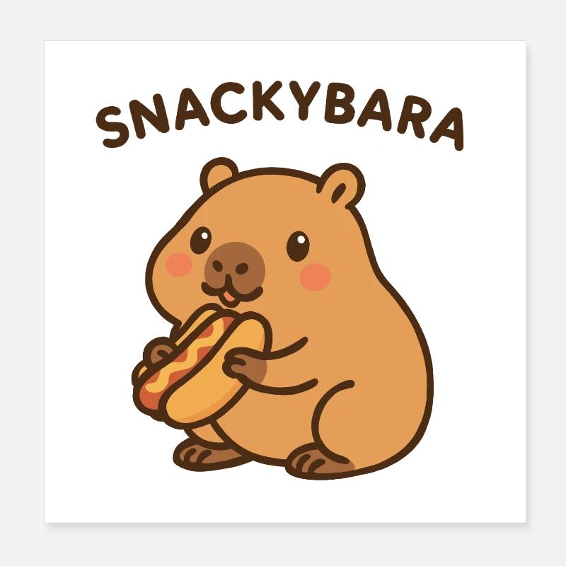 Snackybara - Capybara avec hot-dog Poster 20 x 20 cm