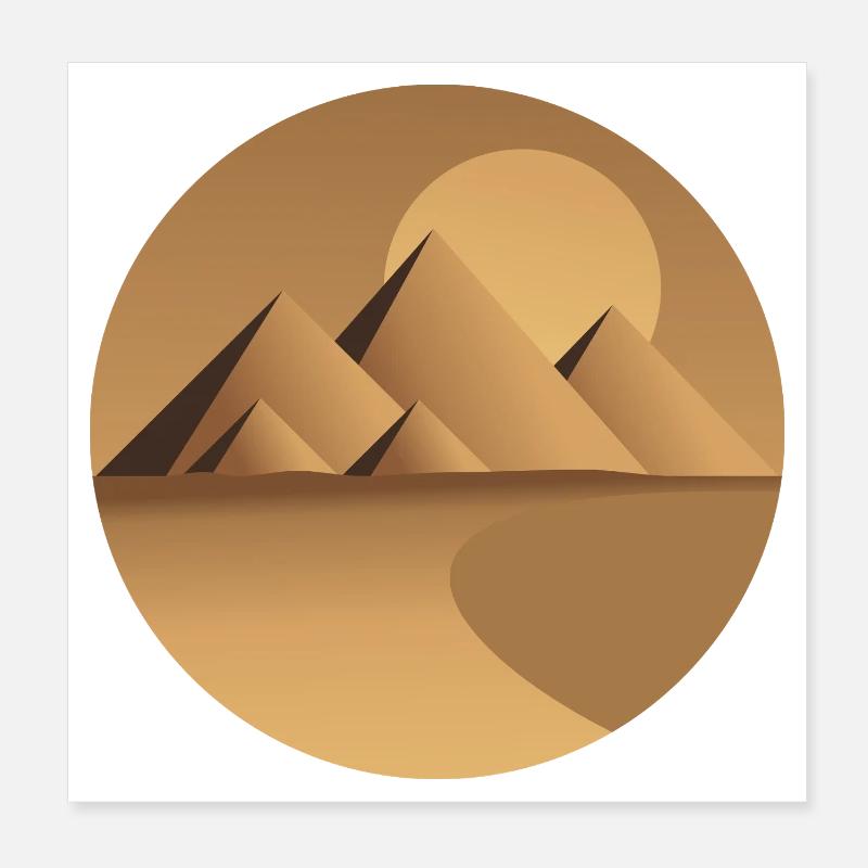 Desert Sun Pyramids Circle Poster 8" x 8" (20x20 cm)