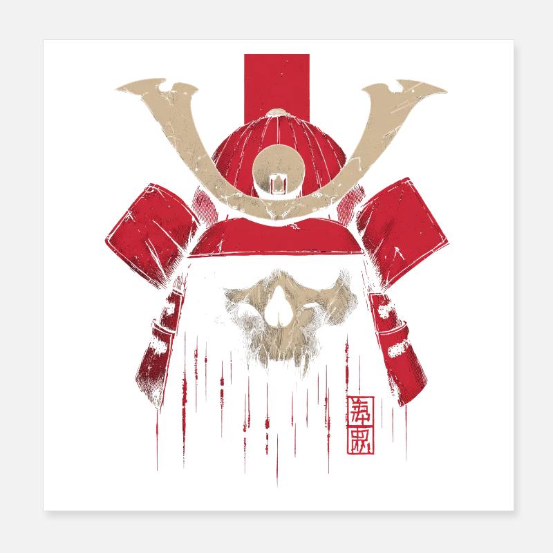 Crâne de Samouraï Cramoisi Poster 20 x 20 cm