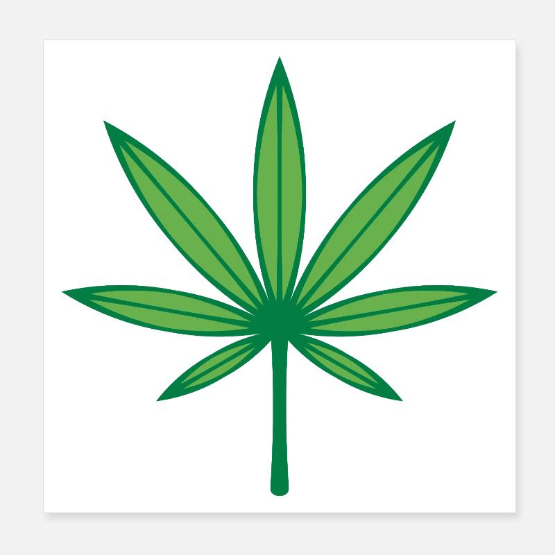 Cannabis / Marijuana / Chanvre (Contour / 2C Vert) Poster 20 x 20 cm