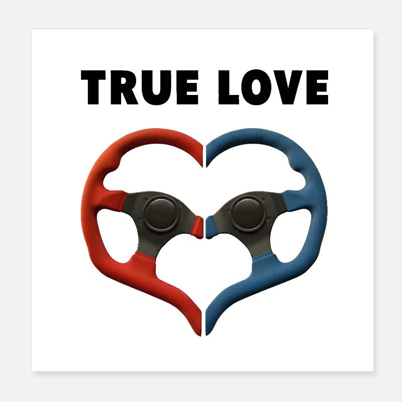True Love Steering Hearts Gift Wedding Wedding Poster 8" x 8" (20x20 cm)