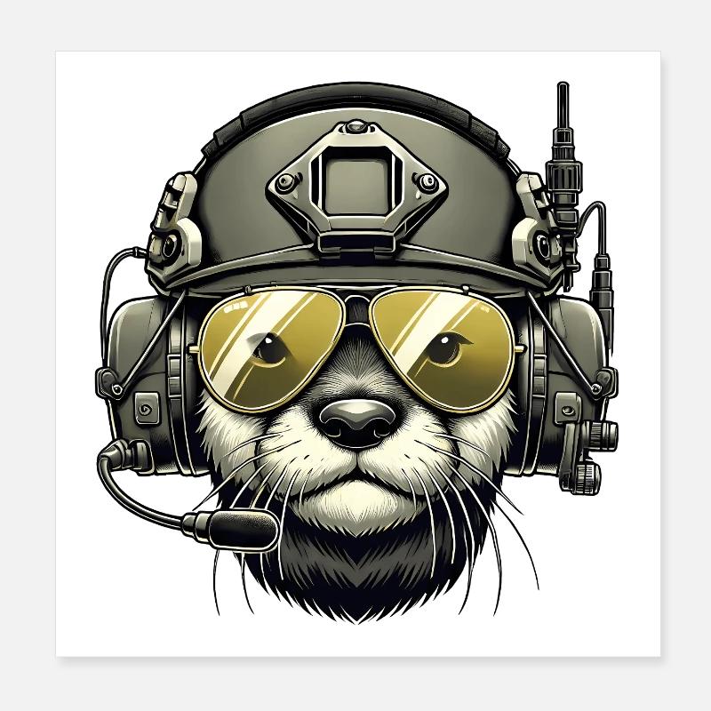 Otter On A Mission Poster 8" x 8" (20x20 cm)