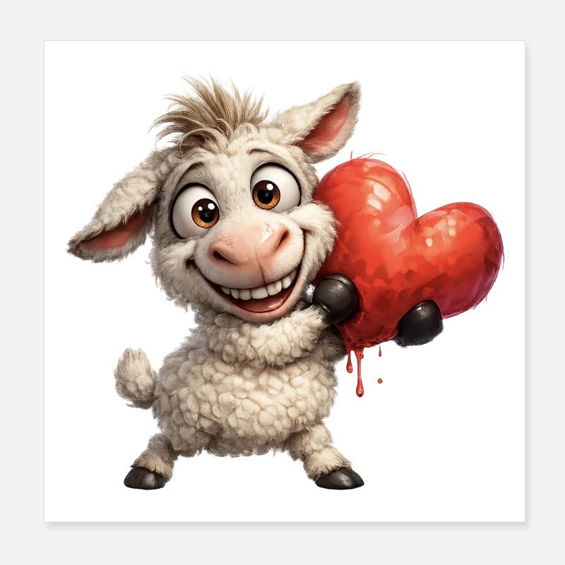 Heart-friendly sheep Poster 8" x 8" (20x20 cm)