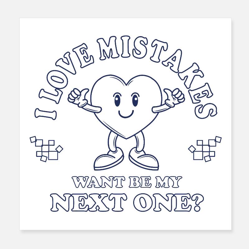 Erreurs d’amour – Déclaration de flirt rétro comique Poster 20 x 20 cm