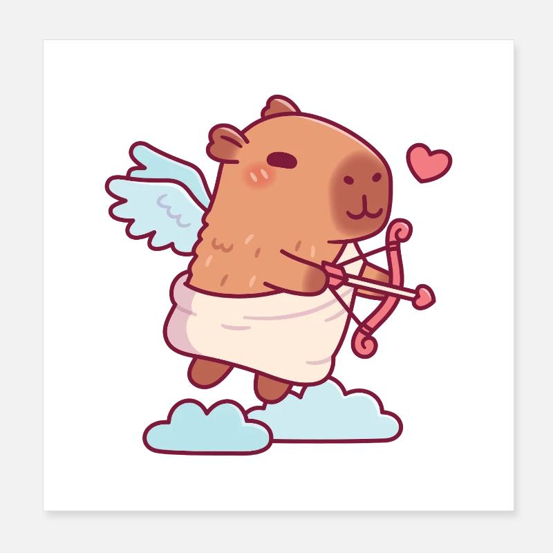 Mignon Ange Cupidon Capybara Poster 20 x 20 cm