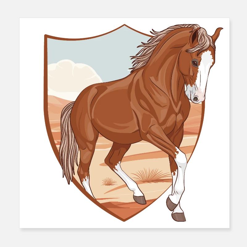 Ein Marwari-Pferd in einem Beet Poster 20x20 cm