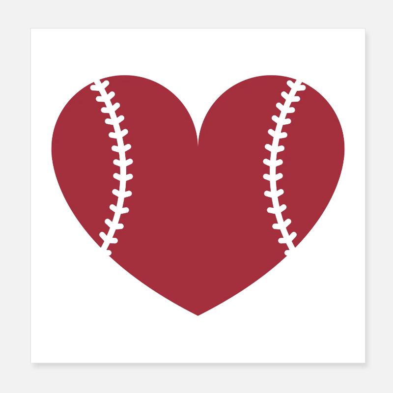 Cœur du baseball Poster 20 x 20 cm