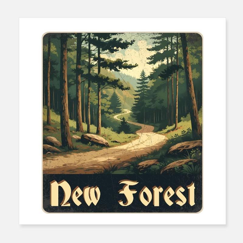 New Forest Waldweg Poster 20x20 cm