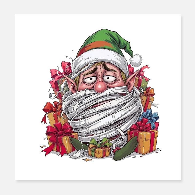 Verknoteter Weihnachtsmann Poster 20x20 cm