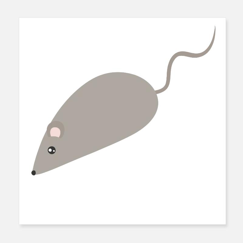 Grey Mouse Minimalist Sketch Poster 8" x 8" (20x20 cm)