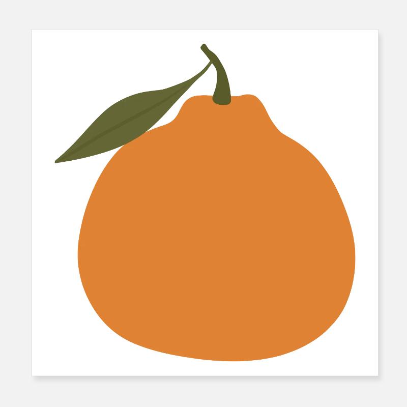 Minimalistisches Orange mit Blatt Poster 20x20 cm