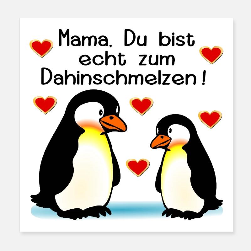 Mama Kind Pinguine Muttertag Poster 20x20 cm