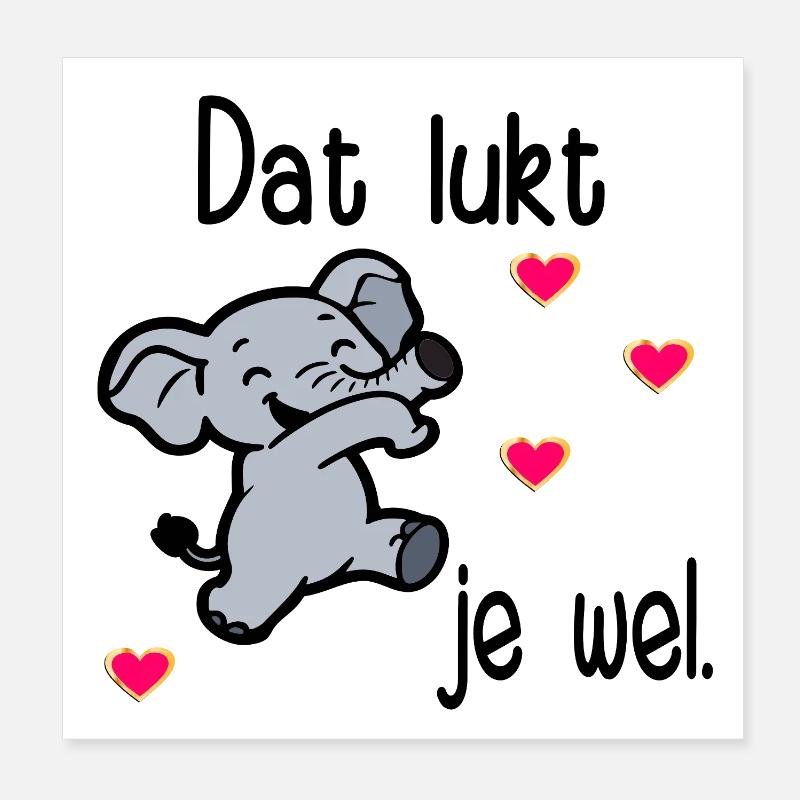 Examens Motivation Éléphant Poster 20 x 20 cm