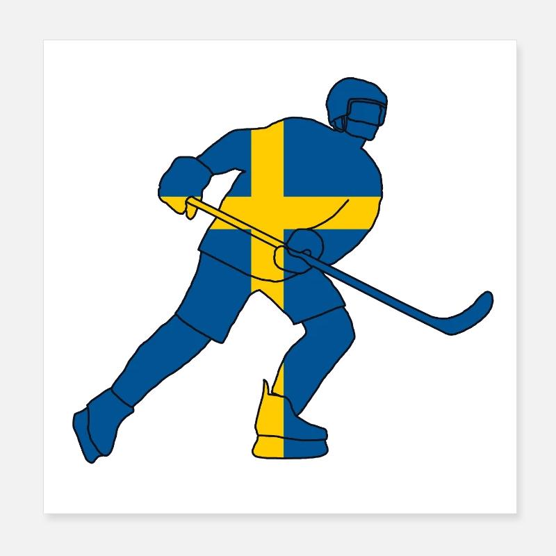 Eishockeyspieler mit schwedischer Flagge Poster 20x20 cm