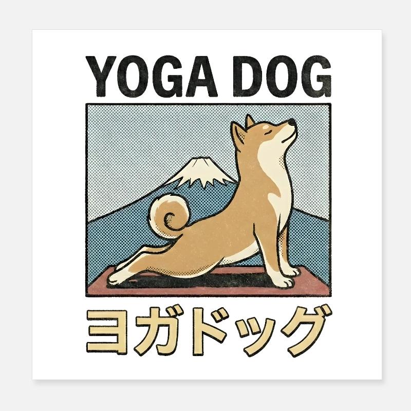 Chien de yoga - Poster 20 x 20 cm - blanc