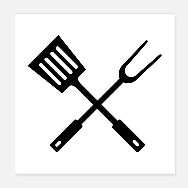 Ustensiles barbecue Poster 20 x 20 cm