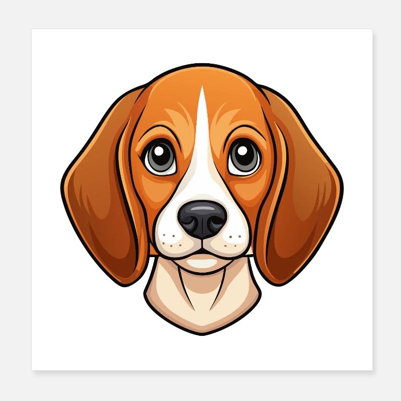 Beagle face Poster 8" x 8" (20x20 cm)