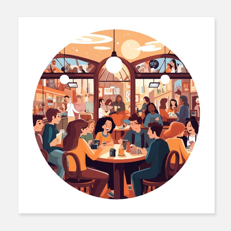 Cafe conversations in the evening light Poster 8" x 8" (20x20 cm)