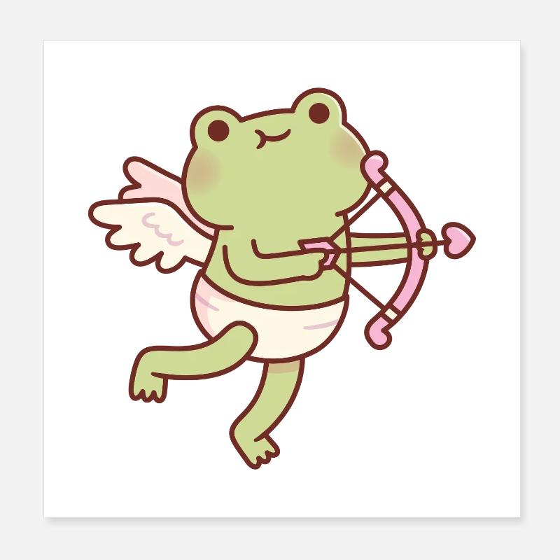 Grenouille Cupidon mignonne Poster 20 x 20 cm
