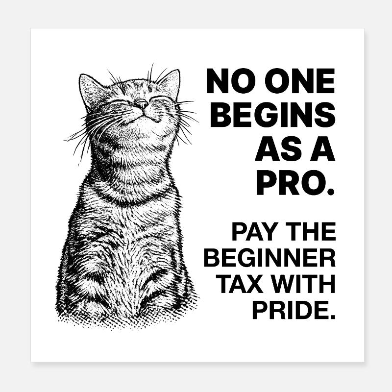 Anfänger Mindset – Lernende Katze Halftone Poster 20x20 cm