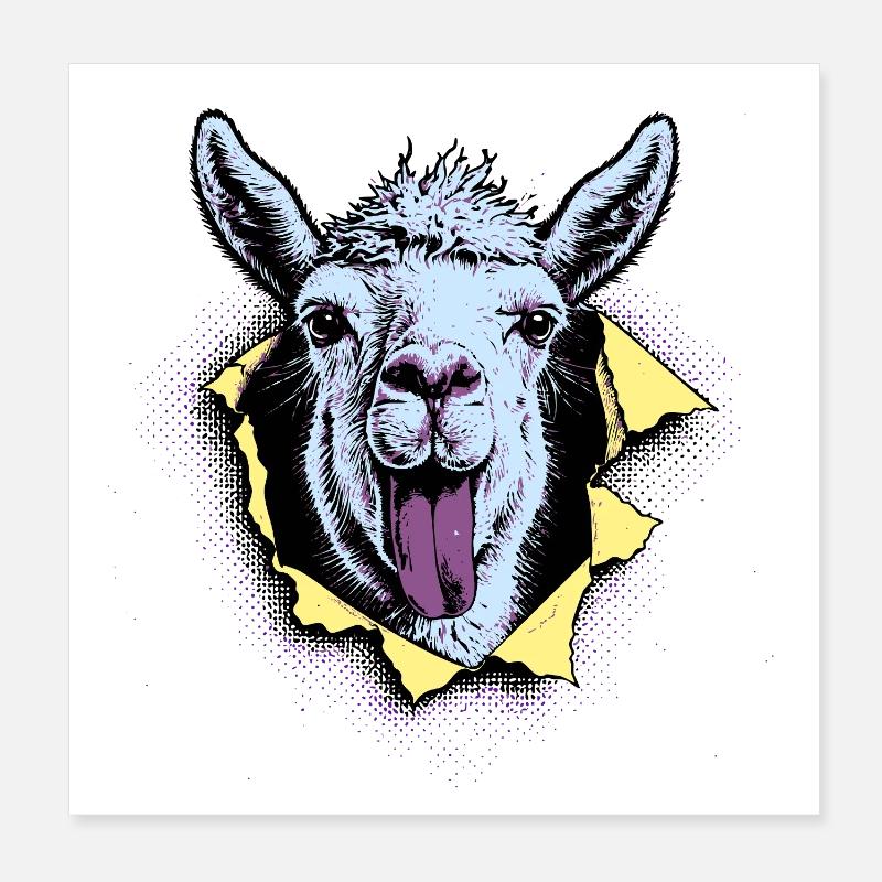 Pop Art de lama – Illustration de langue coquine Poster 20 x 20 cm