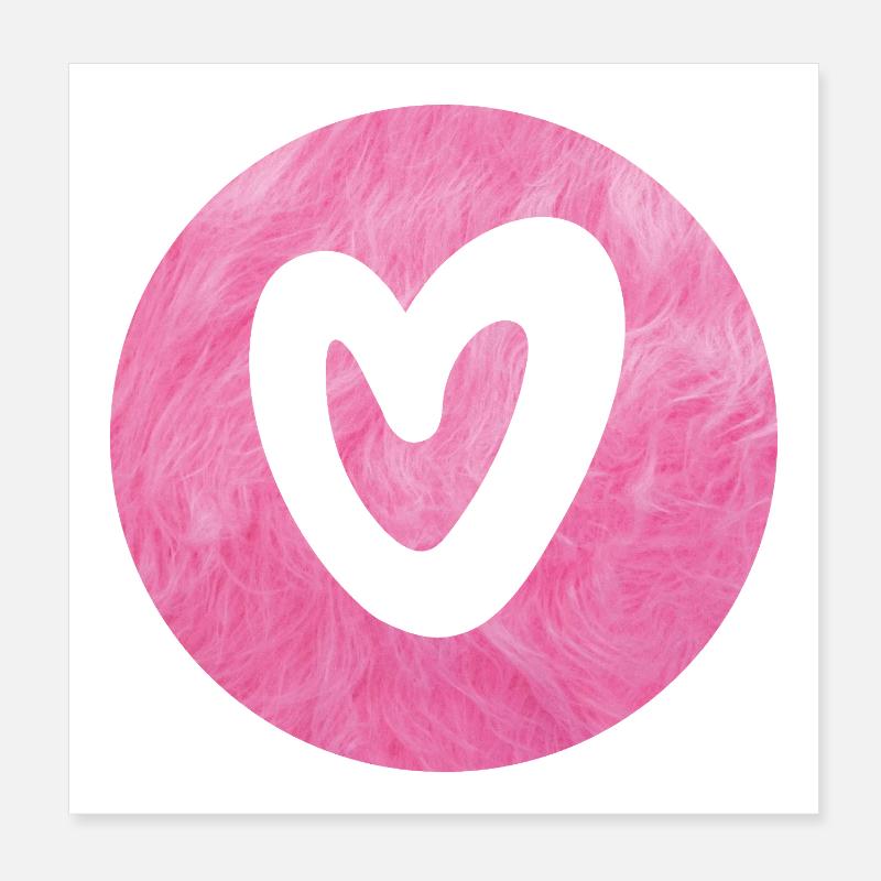 Cuore Cerchio Pelliccia Rosa Soffice Amore Matrimonio Poster 20x20 cm