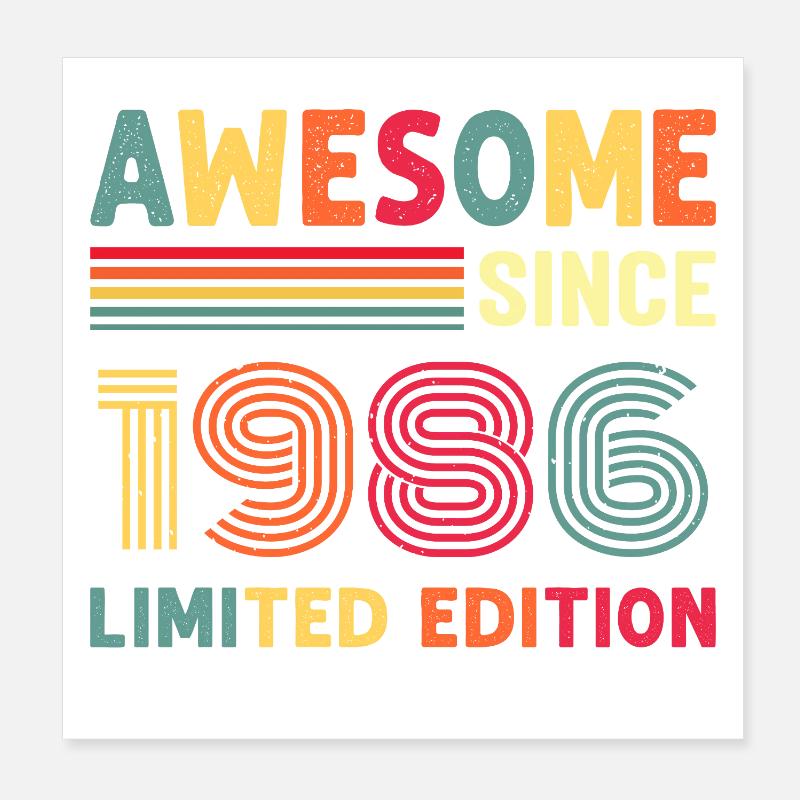 Millésime 1986 Poster 20 x 20 cm
