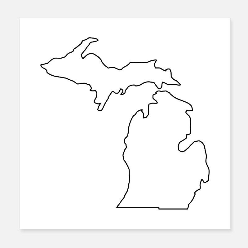 Michigan map Poster 8" x 8" (20x20 cm)
