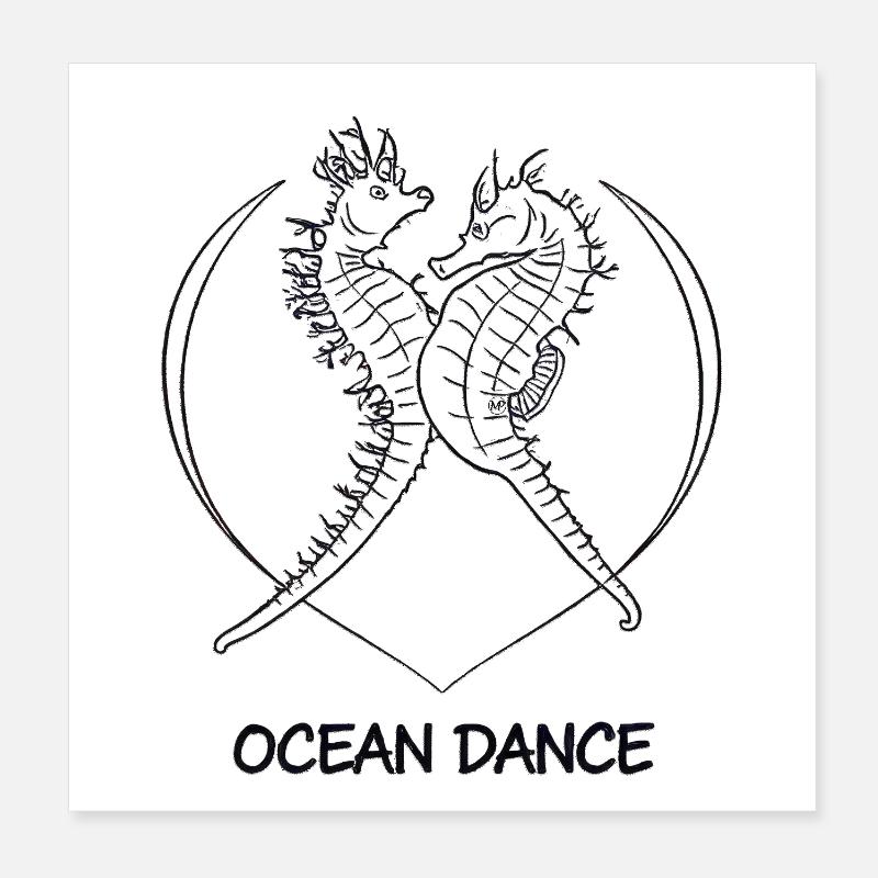Couple hippocampe – Lien dans la mer - Poster 20 x 20 cm - blanc