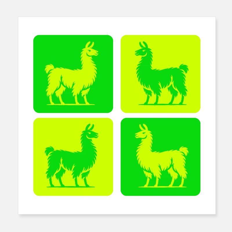 Llama Pop Art Poster 8" x 8" (20x20 cm)
