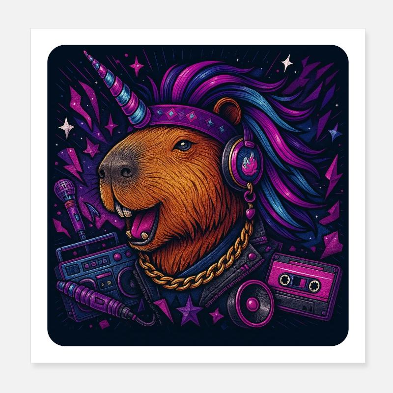 Fête de la Licorne Capybara Poster 20 x 20 cm