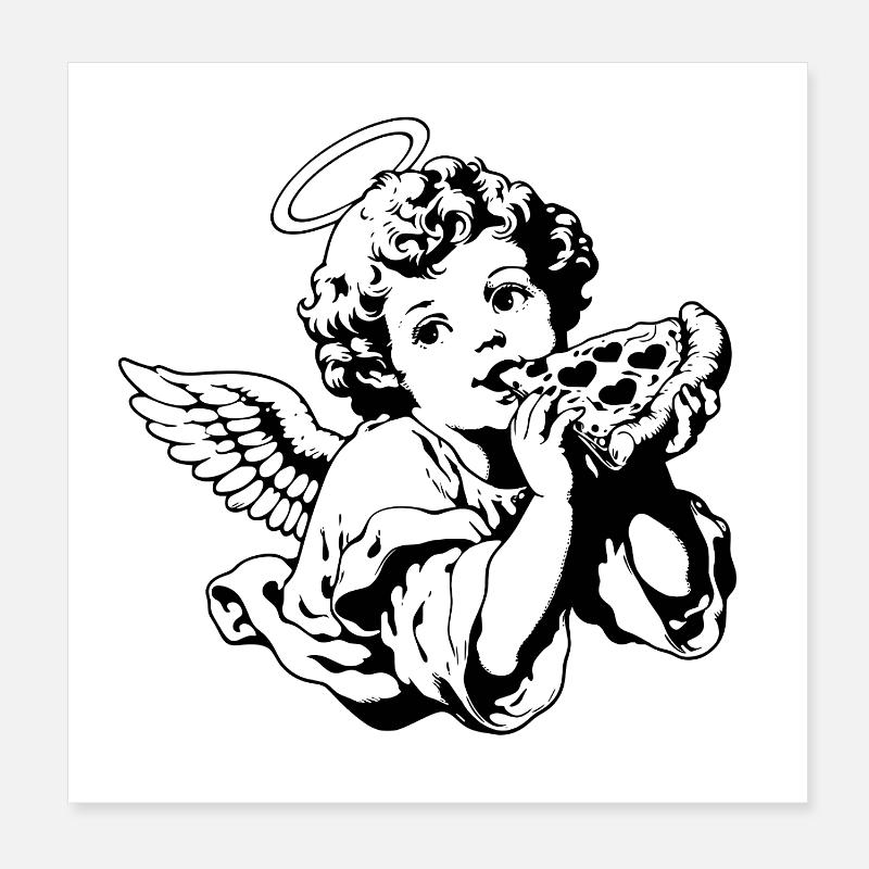 Pizza Angel – Chérubin avec une part de pizza Poster 20 x 20 cm
