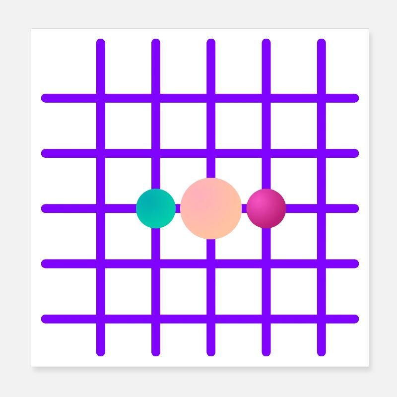 Neon Grid Three-Ball Poster 8" x 8" (20x20 cm)