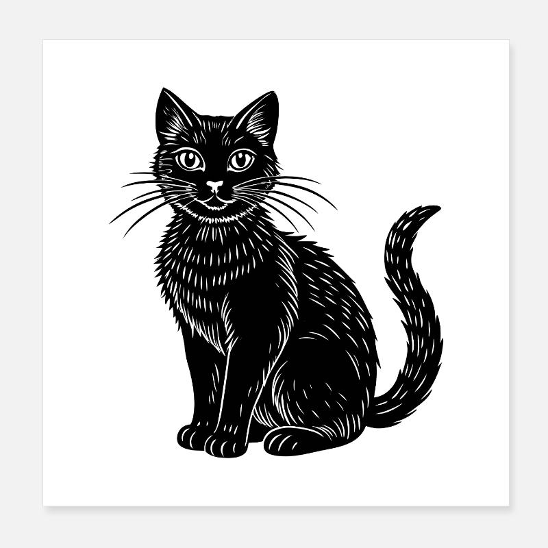 Black Cat Poster 8" x 8" (20x20 cm)