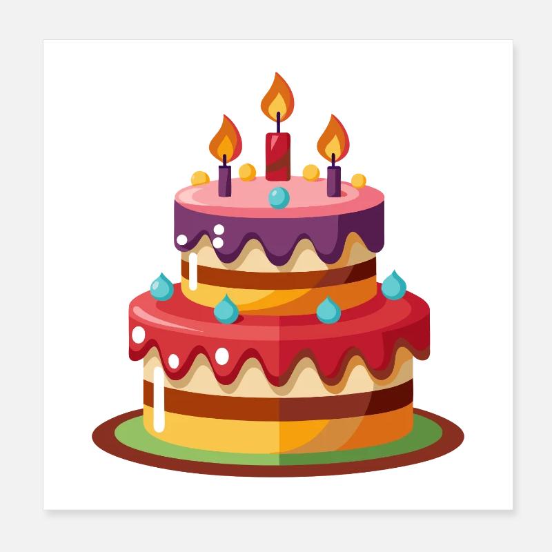 Geburtstagskuchen Poster 20x20 cm