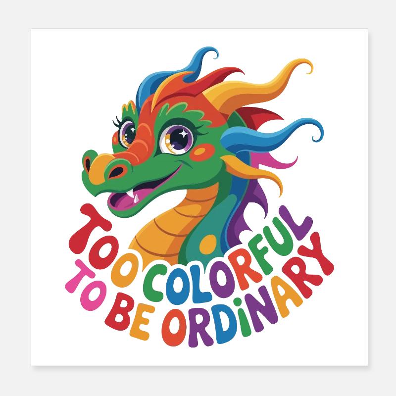 Farbenfroher eigenständiger Drache Poster 20x20 cm