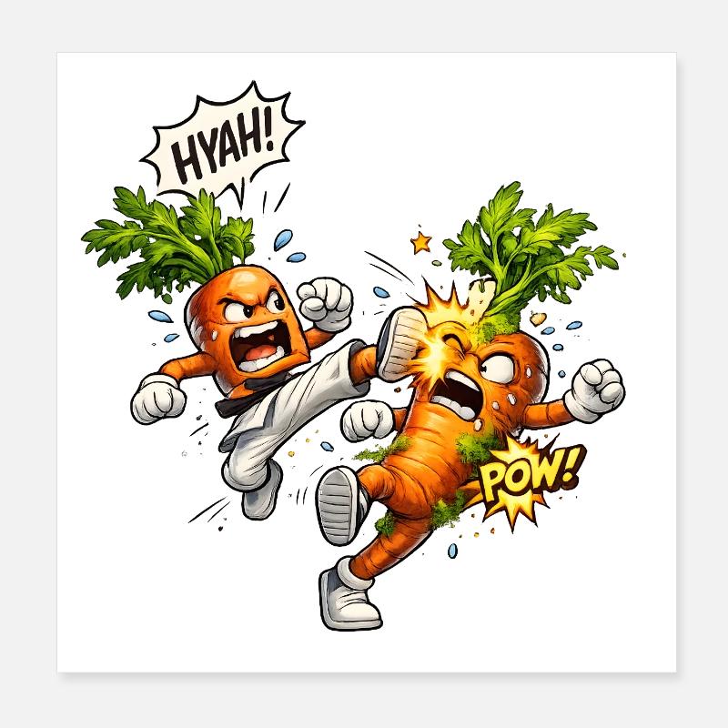 Carottes de karaté en duel Poster 20 x 20 cm