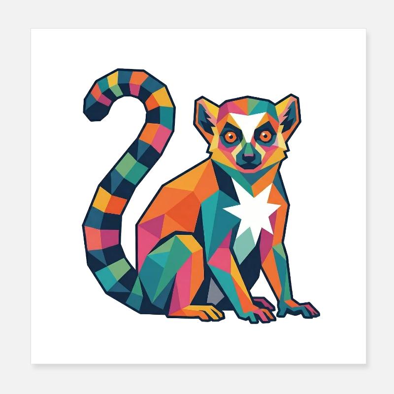 Farbenfrohes Lemurendesign Poster 20x20 cm