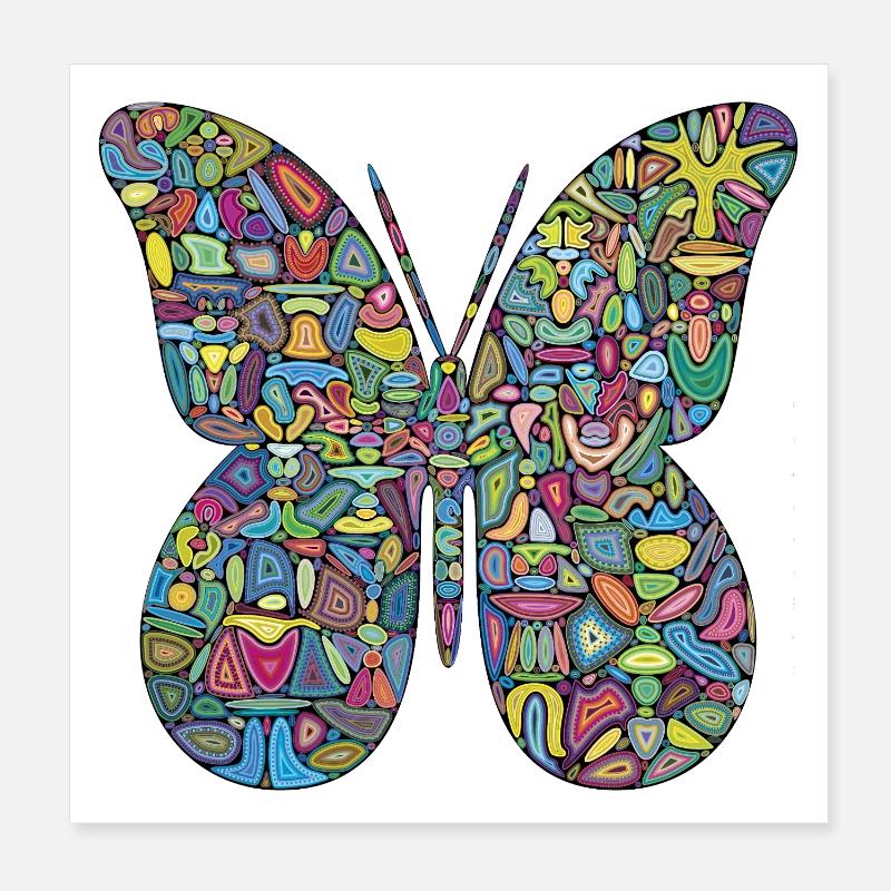 Papillon Spectacle en Couleur Poster 20 x 20 cm
