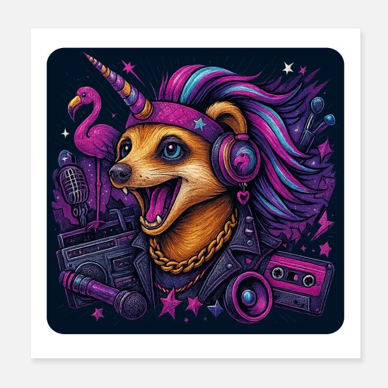 Einhorn Erdmännchen Party Poster 20x20 cm