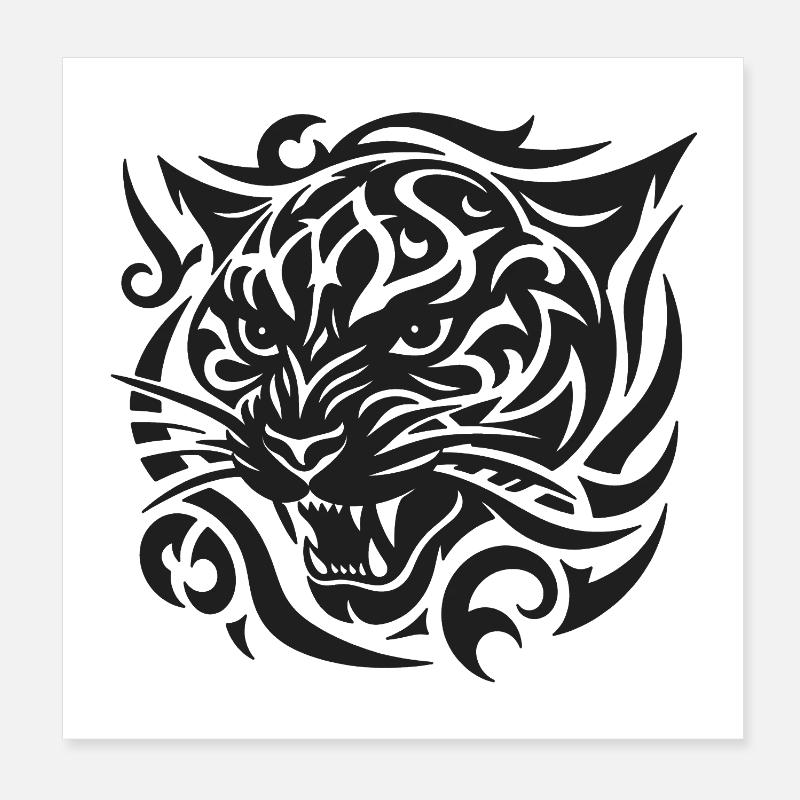 Tiger Tribal Pattern Poster 8" x 8" (20x20 cm)